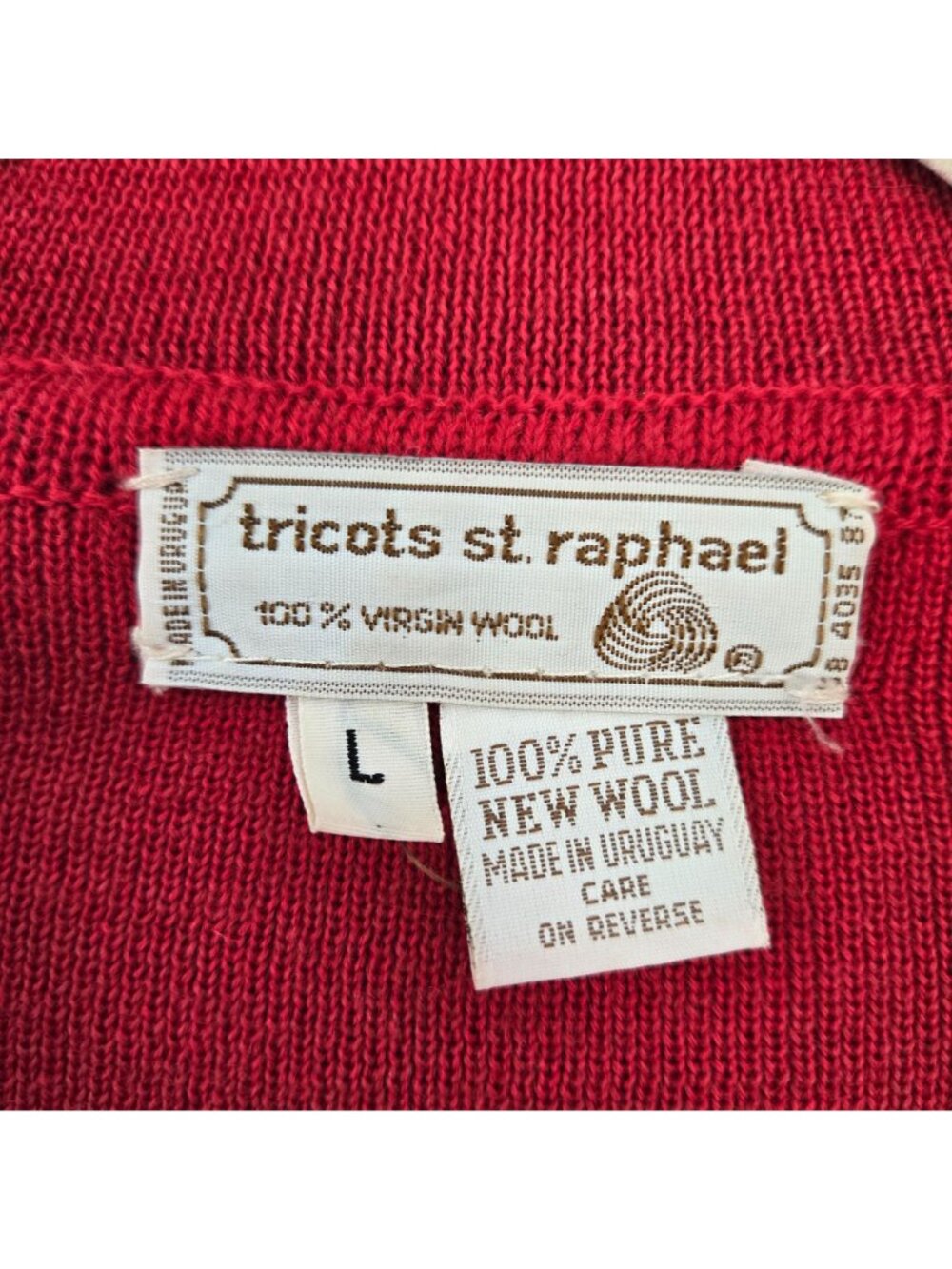 Vintage Tricots St. Raphael 100% Virgin Wool Cardigan Sweater Size Large - Picture 3 of 5
